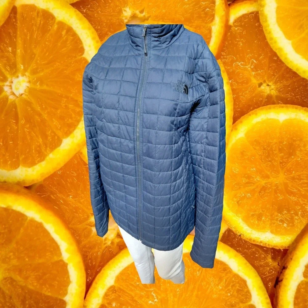 The North Face Mens M Navy Quilted Full Zip Puffer Jacket Insulated‎ Coat